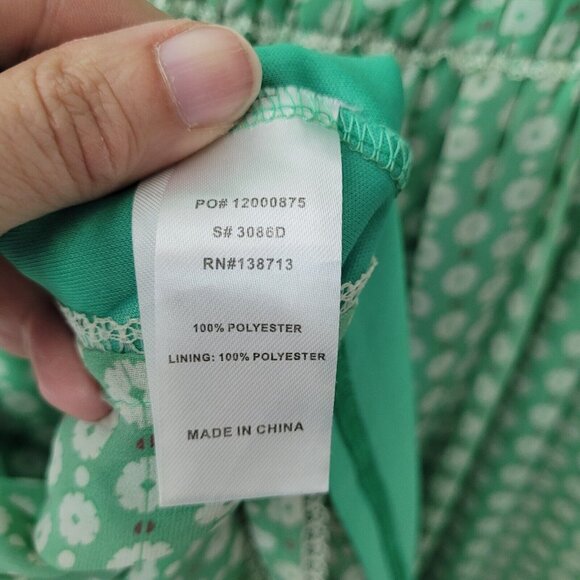 Doe & Rae Dress Womens M Green Floral Stretch Lined Cottagecore Sleeveless Flowy - Picture 7 of 11